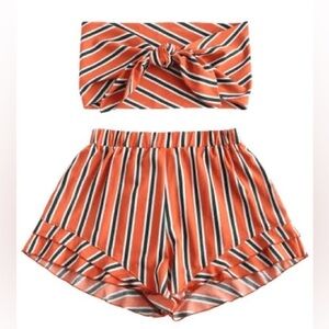 ZAFUL 2-piece set orange white green Women’s Large beachwear summer